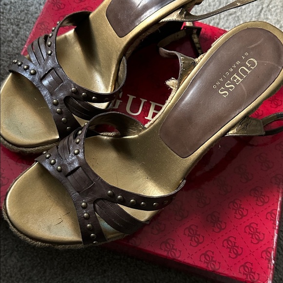 Guess Brown Strappy Heels - Picture 2 of 5